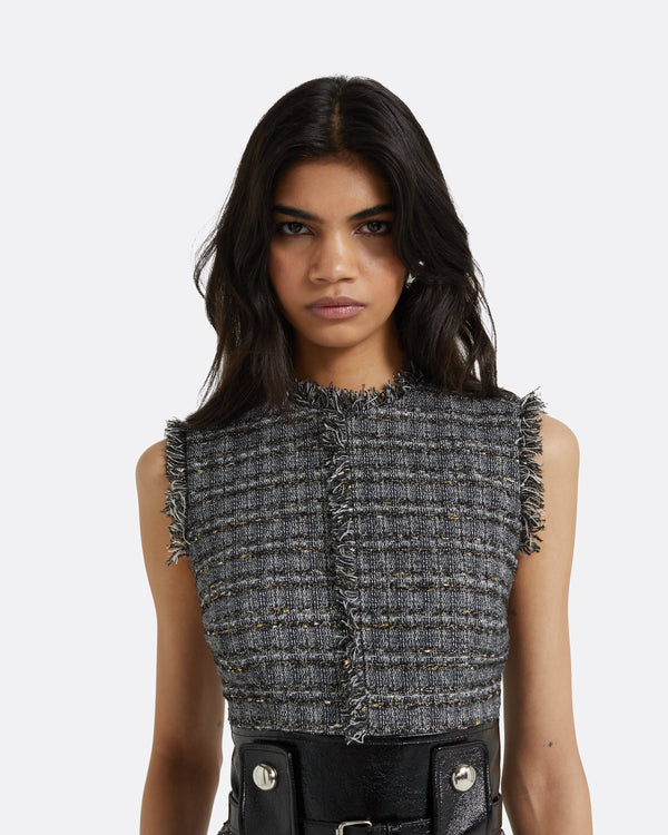 Safiyaa Maeva Metalllic Greyscale Midi Dress