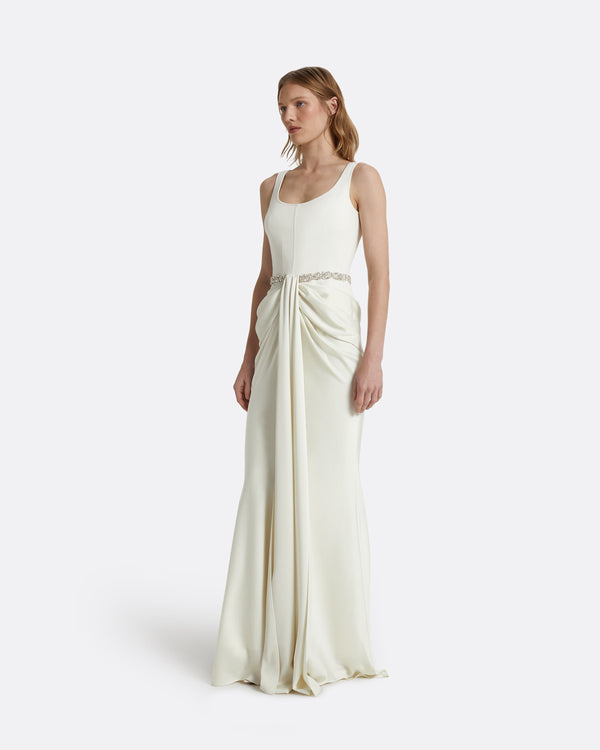 Safiyaa Marlena Ivory Embroidered Long Dress