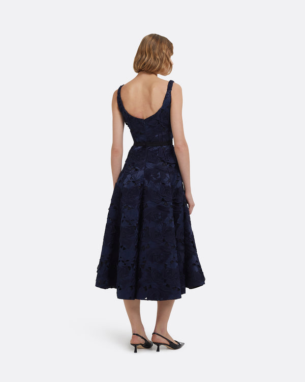 Safiyaa Marnie Midi Dress In Black And Navy