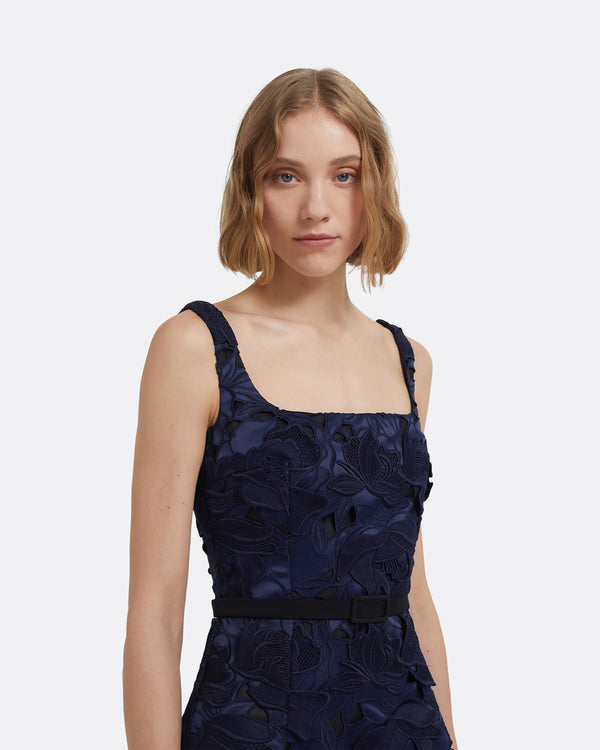Safiyaa Marnie Midi Dress In Black And Navy