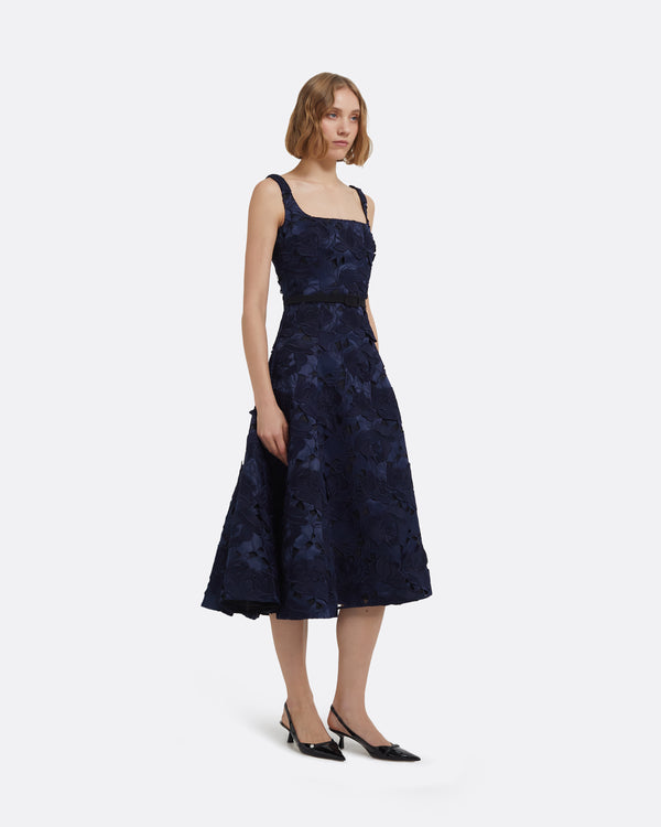 Safiyaa Marnie Midi Dress In Black And Navy