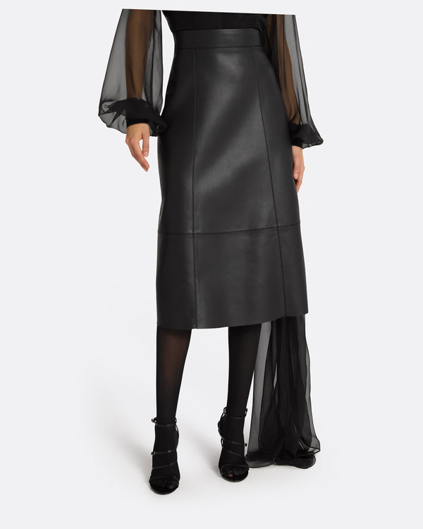 Safiyaa Mathilde Black Vegan Leather Skirt
