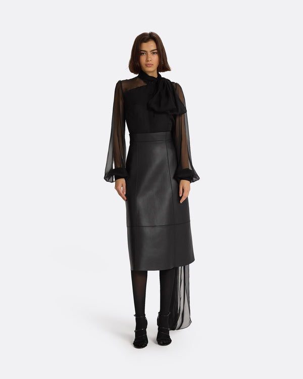 Safiyaa Mathilde Black Vegan Leather Skirt