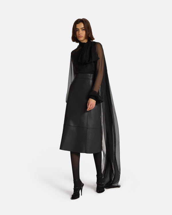 safiyaa Mathilde Black Vegan Leather Skirt