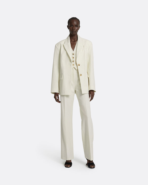 safiyaa Maurissa Ivory Pinstripe Jacket