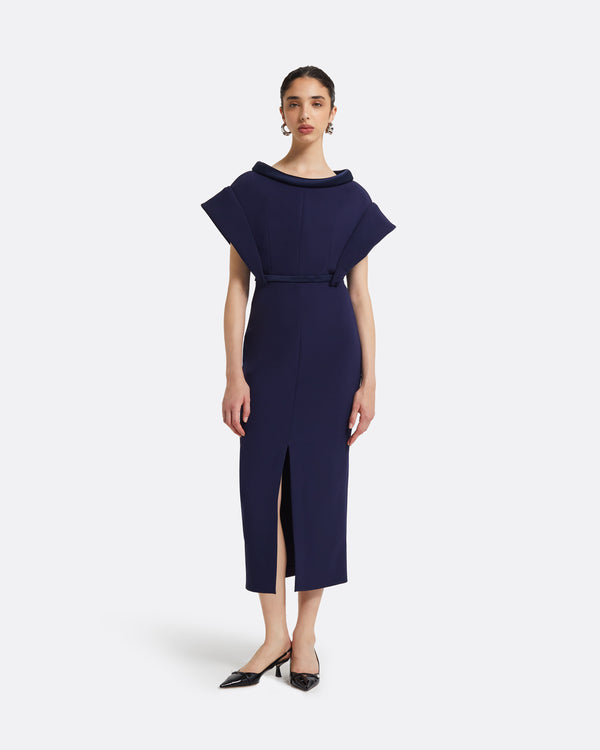 safiyaa Meral Azurite Blue Midi Dress