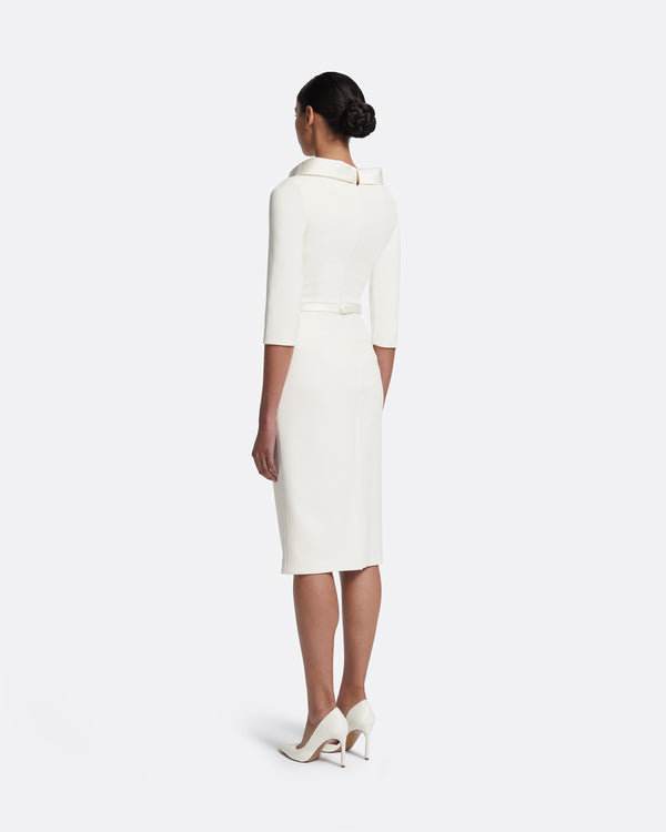 Safiyaa Meryl Midi Dress In Ivory