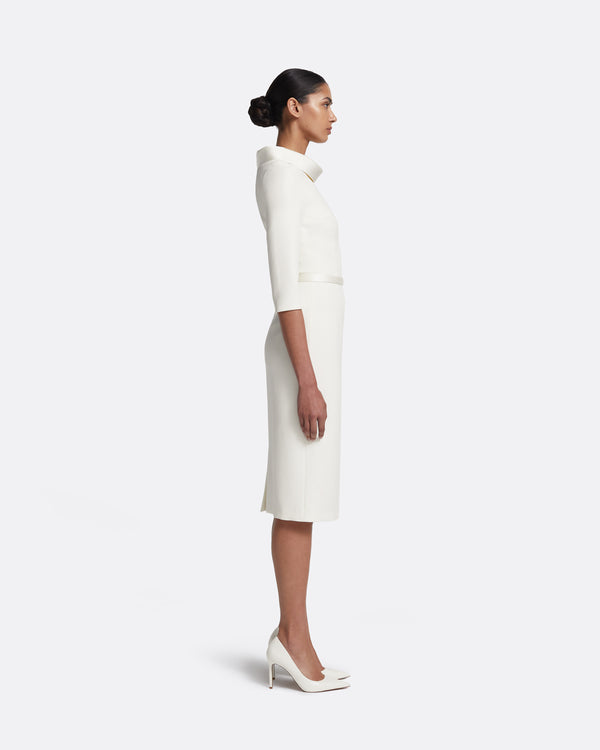 Safiyaa Meryl Midi Dress In Ivory