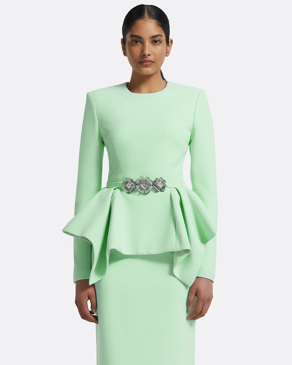 safiyaa Midori Top in Brook Green with Silver