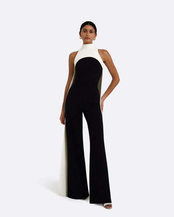 safiyaa Miho Ivory Harness & Takayama Black Jumpsuit