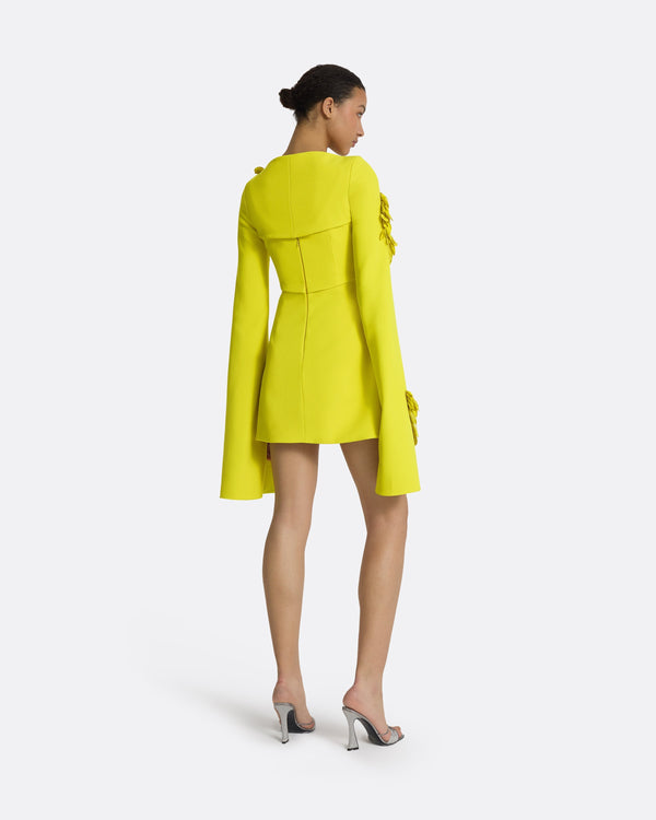 Safiyaa Mila Chartreuse Embroidered Short Dress