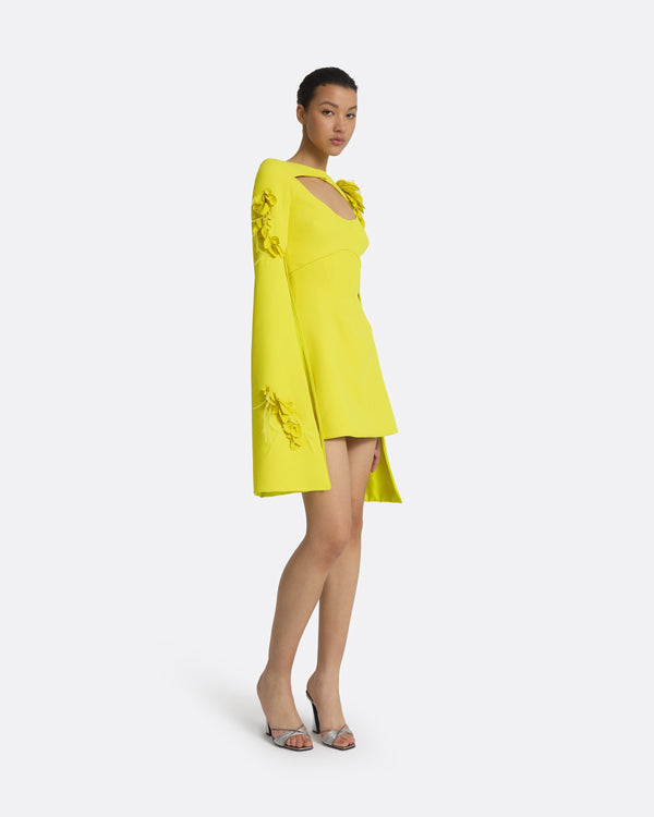 Safiyaa Mila Chartreuse Embroidered Short Dress