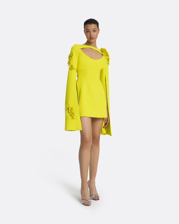 safiyaa Mila Chartreuse Embroidered Short Dress