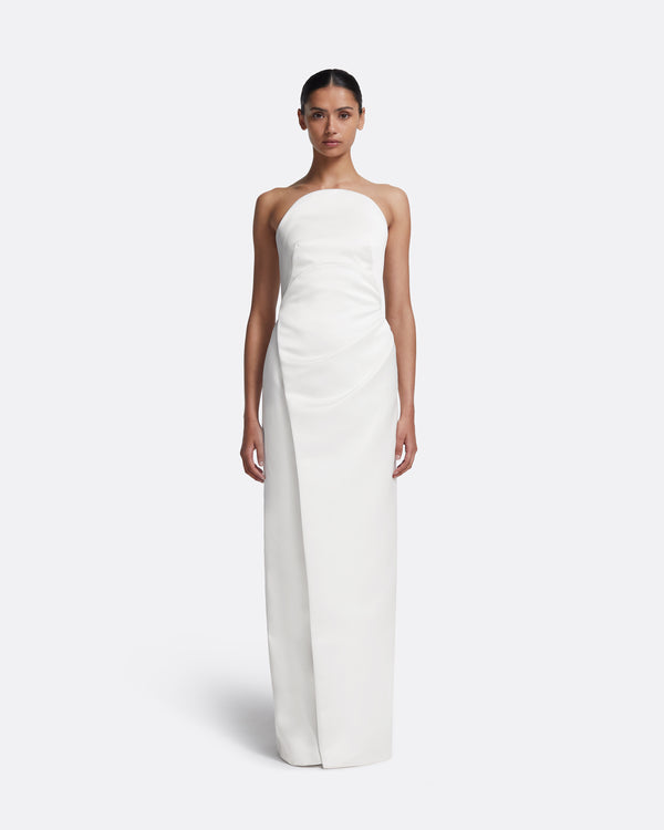 safiyaa Misaki Long Dress in Porcelain