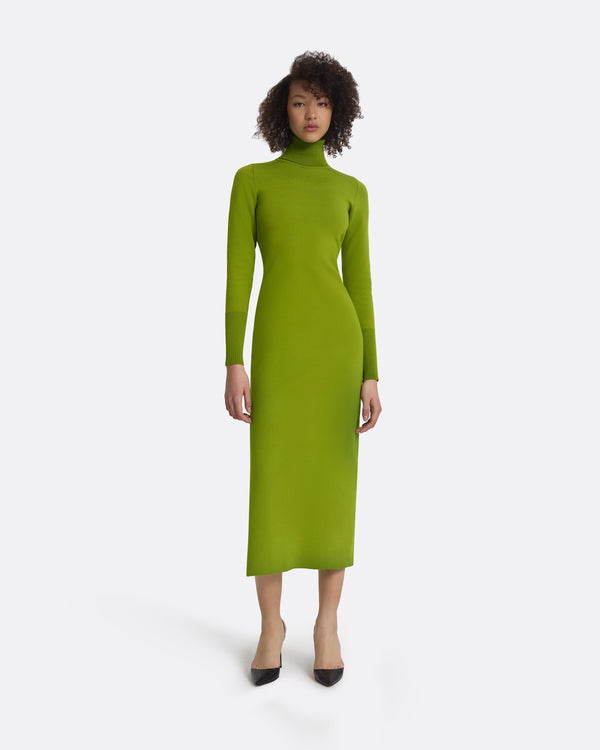 safiyaa Myaree Olive Knit Midi Dress