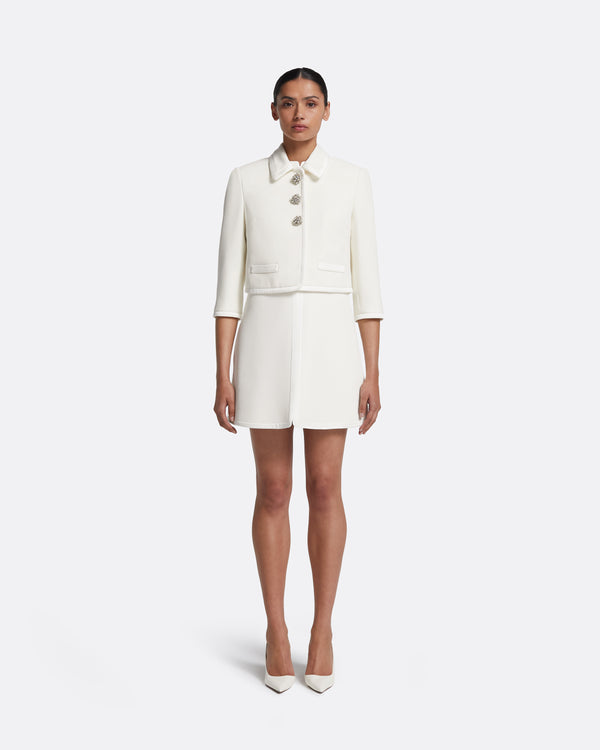 Safiyaa Niina Jacket In Ivory With Crystal