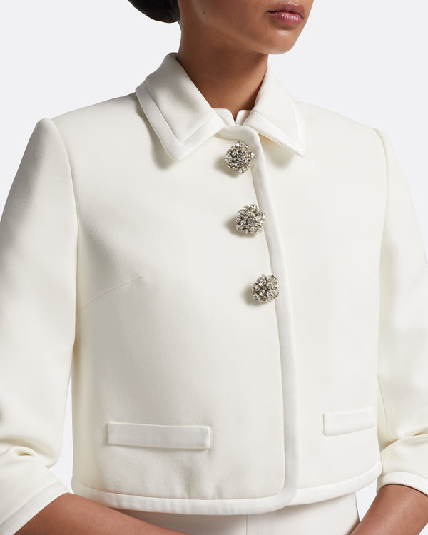 Safiyaa Niina Jacket In Ivory With Crystal