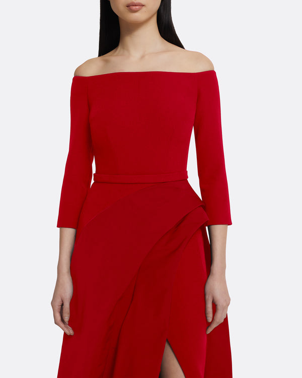 Safiyaa Nila Long Dress In Crimson