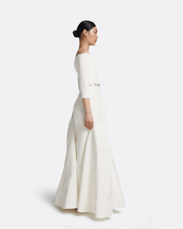 Safiyaa Nila Long Dress In Ivory With Crystal