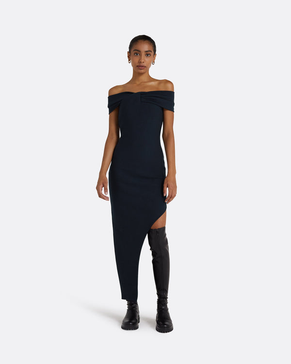 safiyaa Nouvia Navy Knit Dress
