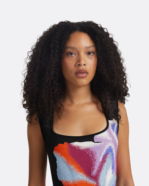 Safiyaa Nura Black Knit Midi Dress