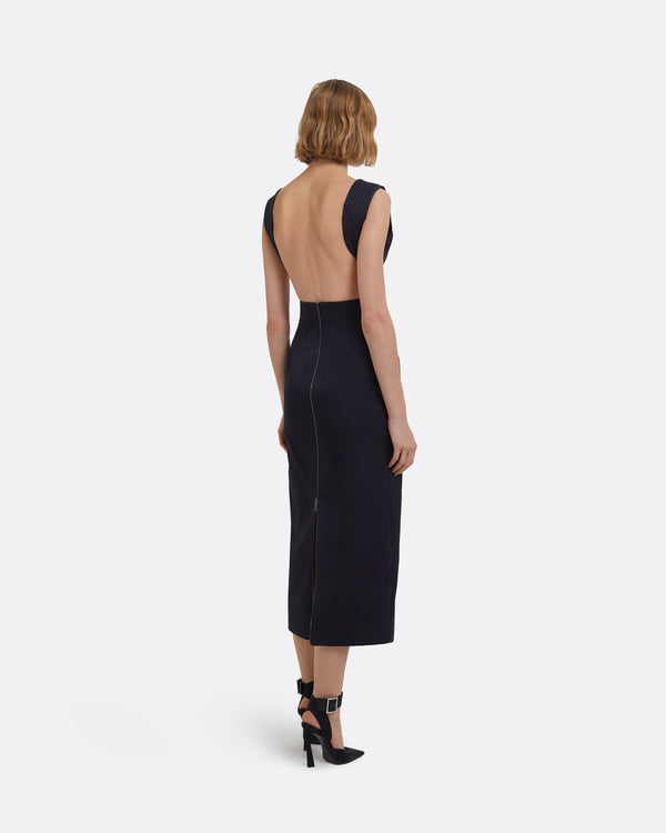 Safiyaa Oakley Midi Dress In Midnight Navy