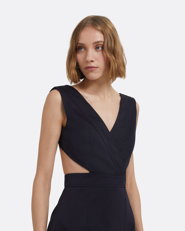 Safiyaa Oakley Midi Dress In Midnight Navy