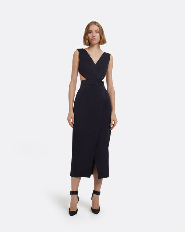 safiyaa Oakley Midi Dress in Midnight Navy