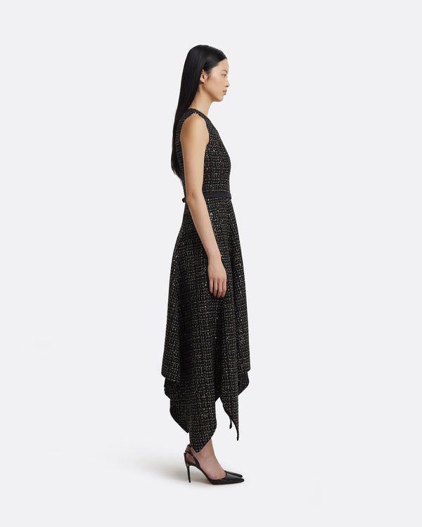 Safiyaa Okimi Dress In Black & Gold