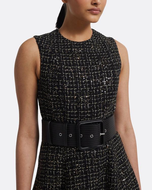 Safiyaa Okimi Dress In Black & Gold