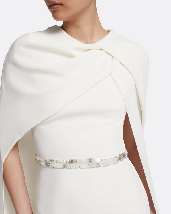 Safiyaa Oria Midi Dress In Ivory With Crystal