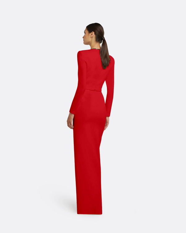 Safiyaa Ottavia Long Dress In Cherry Red