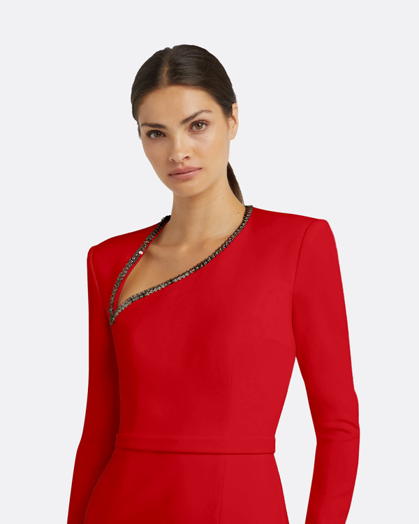 Safiyaa Ottavia Long Dress In Cherry Red