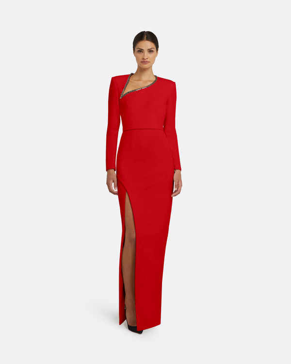 safiyaa Ottavia Long Dress in Cherry Red