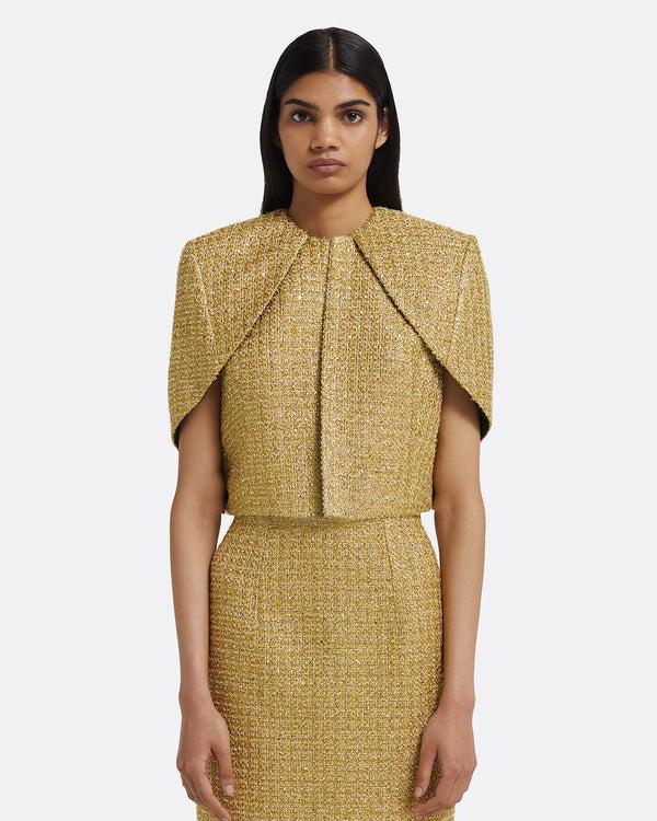 safiyaa Palmer Cape in Yellow Gold