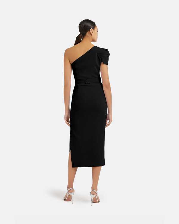 Safiyaa Petal Black Midi Dress