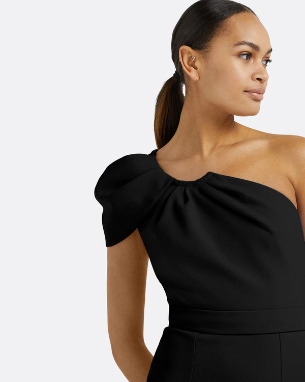 Safiyaa Petal Black Midi Dress