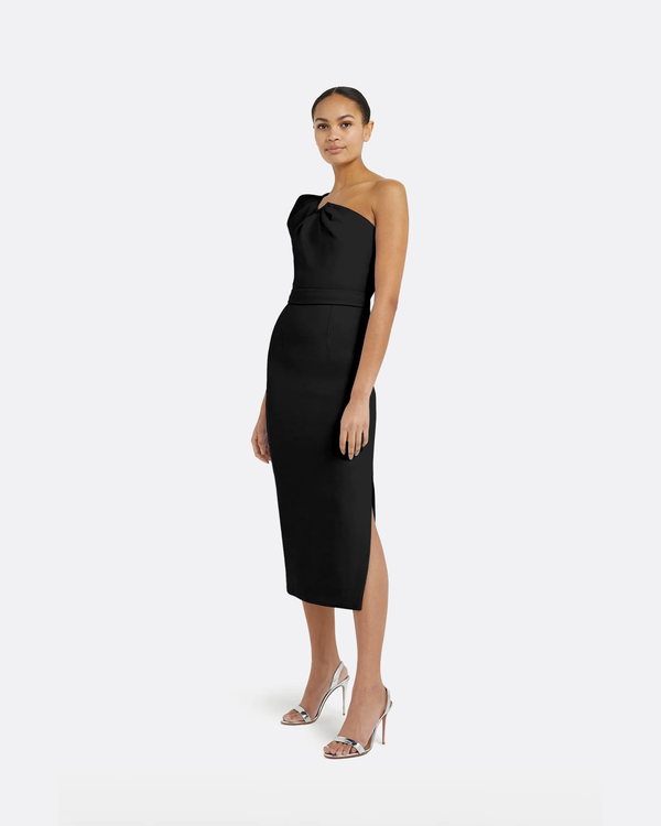 Safiyaa Petal Black Midi Dress