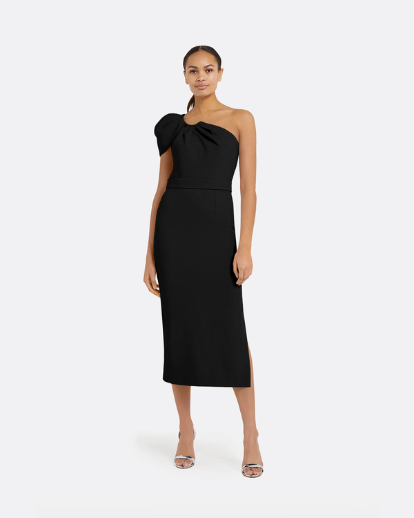 safiyaa Petal Black Midi Dress