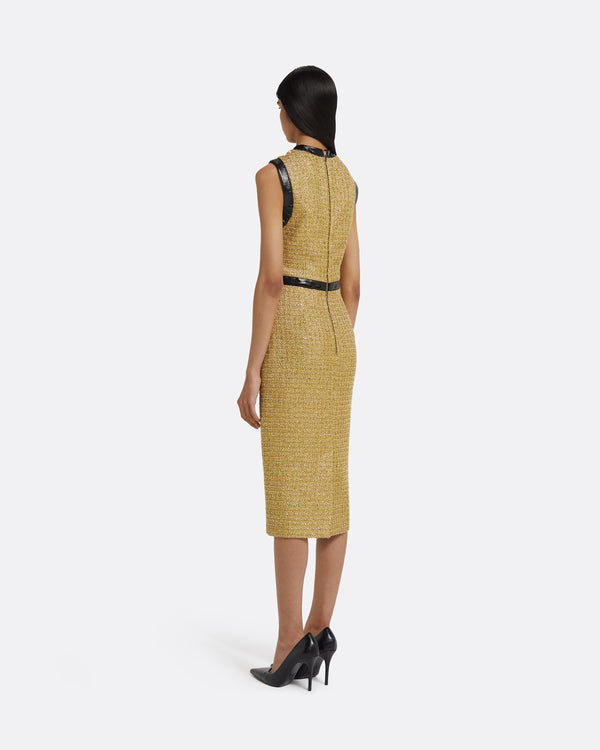Safiyaa Peyton Midi Dress In Yellow Gold