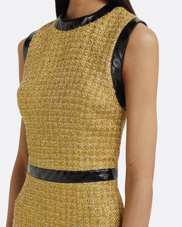 Safiyaa Peyton Midi Dress In Yellow Gold