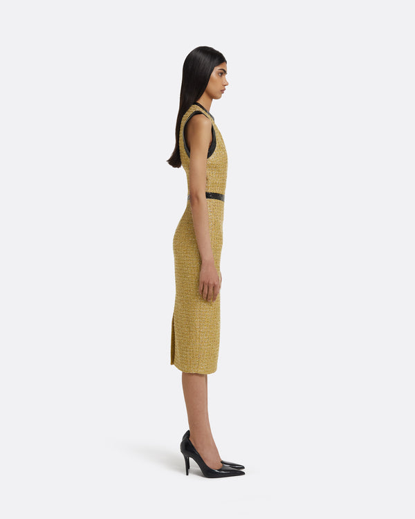 Safiyaa Peyton Midi Dress In Yellow Gold