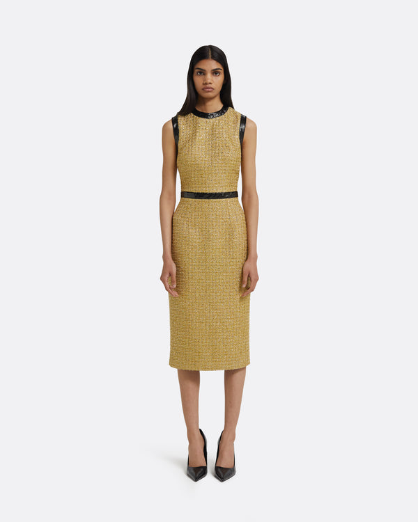 safiyaa Peyton Midi Dress in Yellow Gold