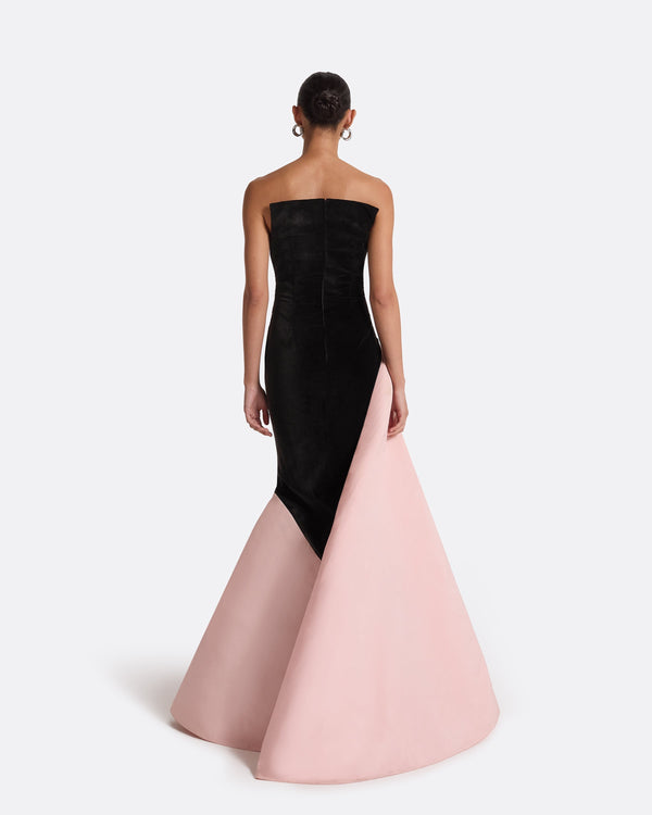 Safiyaa Pia Black & Peony Blush Long Dress