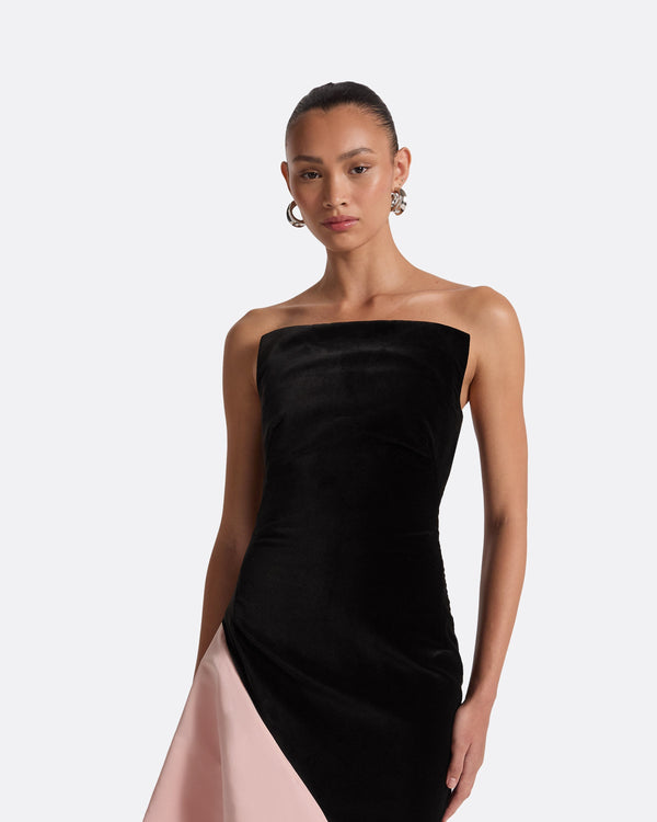Safiyaa Pia Black & Peony Blush Long Dress