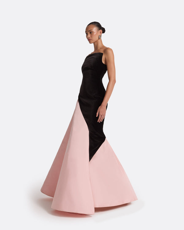 Safiyaa Pia Black & Peony Blush Long Dress