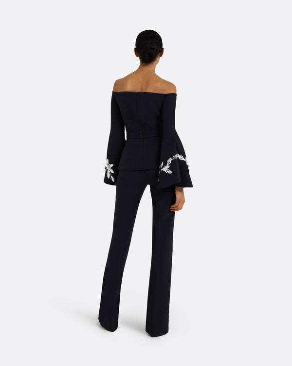 Safiyaa Priela Midnight Navy Embroidered Top