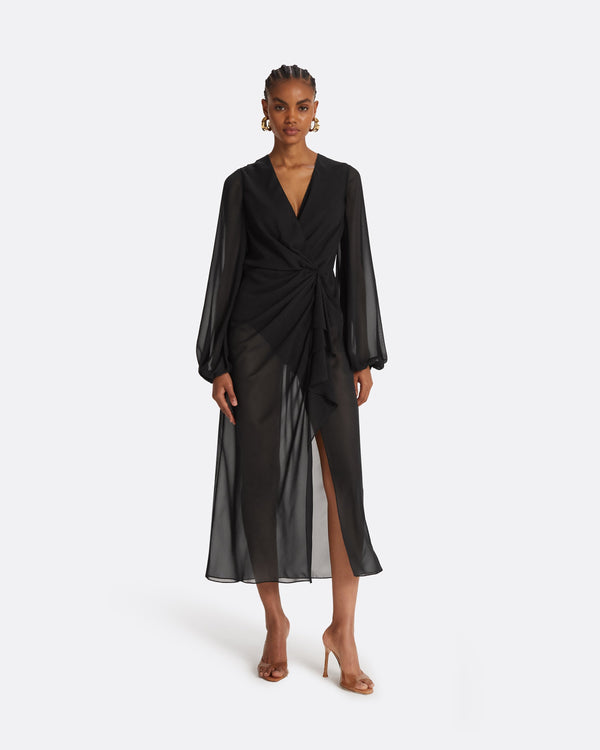 safiyaa Prova Black Midi Dress