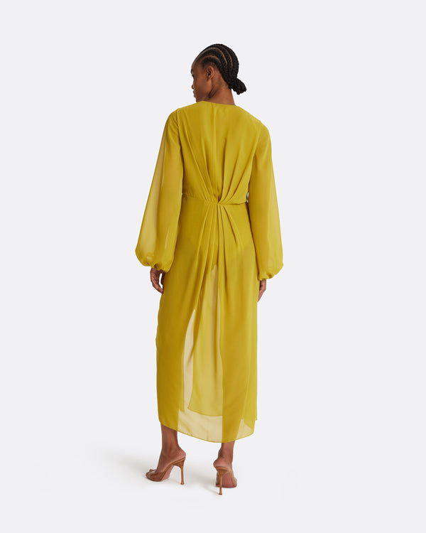 Safiyaa Prova Chartreuse Midi Dress