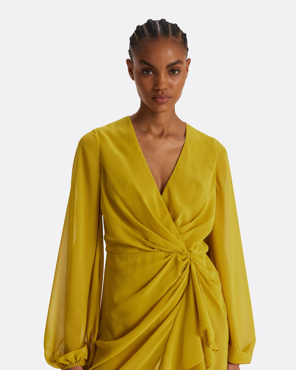 Safiyaa Prova Chartreuse Midi Dress